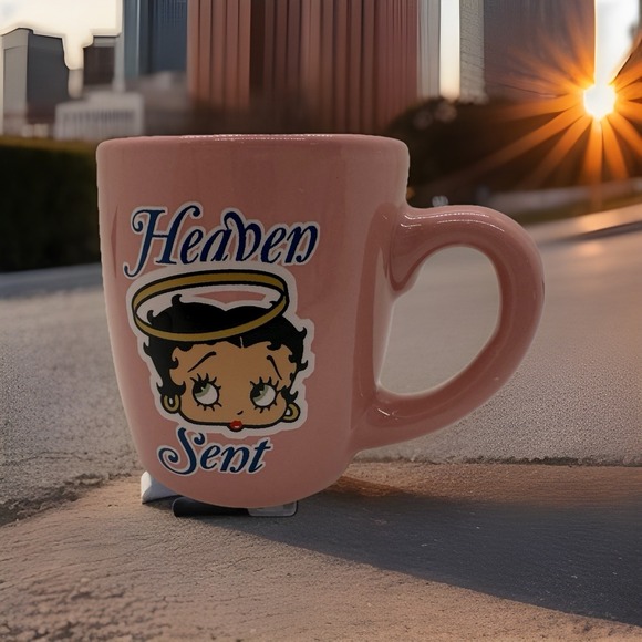Vintage collectible BETTY BOOP Mini Coffee Expresso Cup pink mug "heaven sent" - Picture 1 of 7